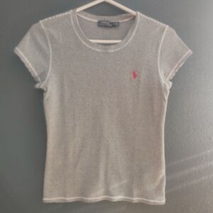 Ralph Lauren Polo Black and White Striped  T-shirt. Cotton